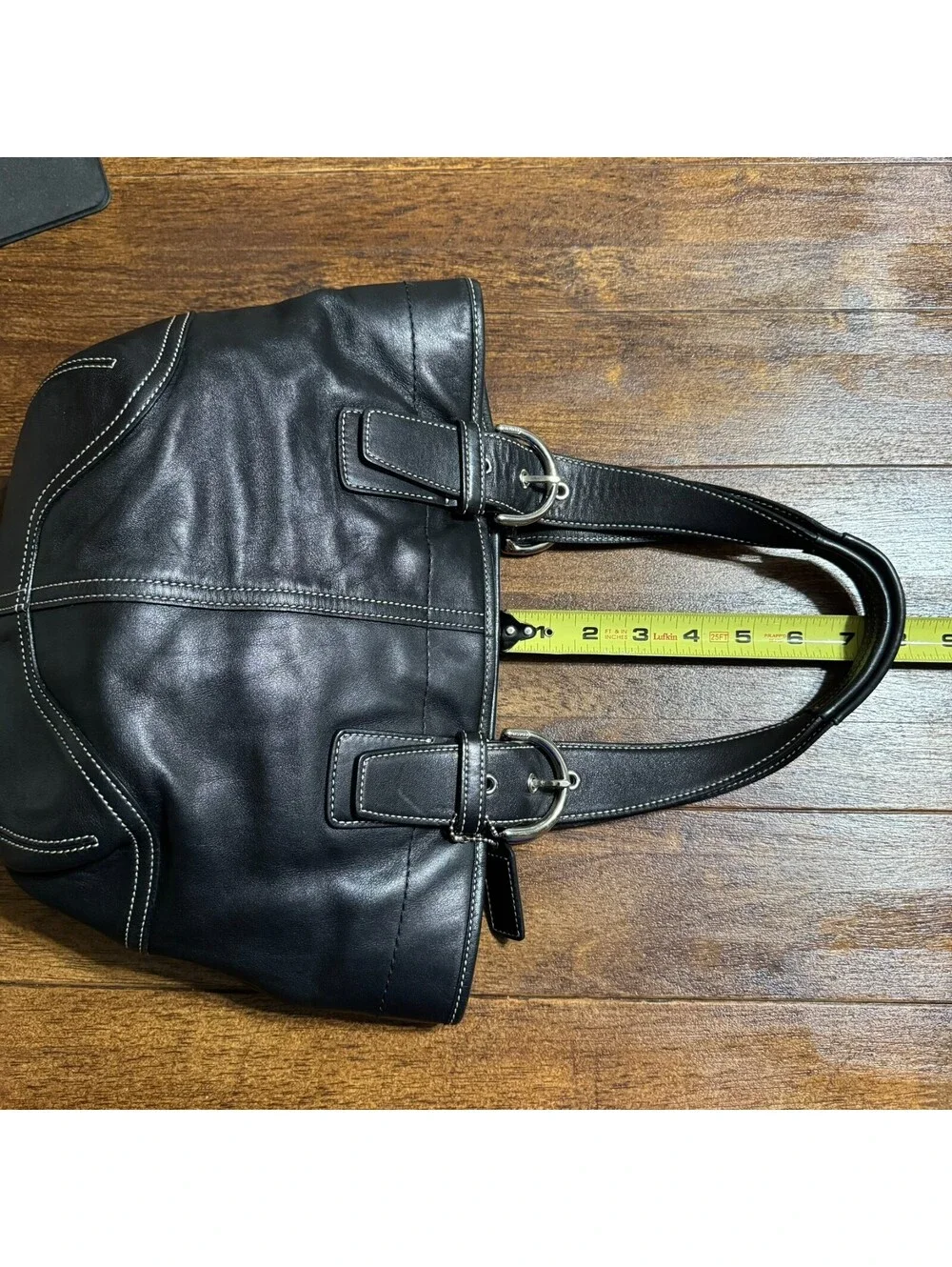 Vintage Y2K Coach Soho Buckle Adjustable Shoulder Bag Black Leather Tote 9544
